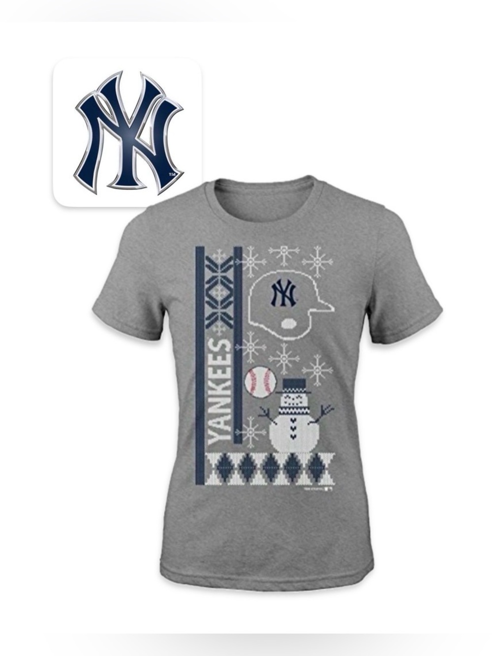 NWT [Majestic] New York Yankees MLB Holiday Short-Sleeve Tee Youth Girls XL